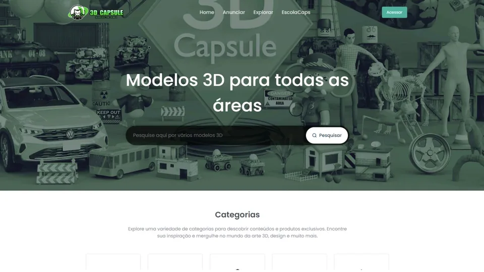 Tela do projeto Marketplace 3D Capsule