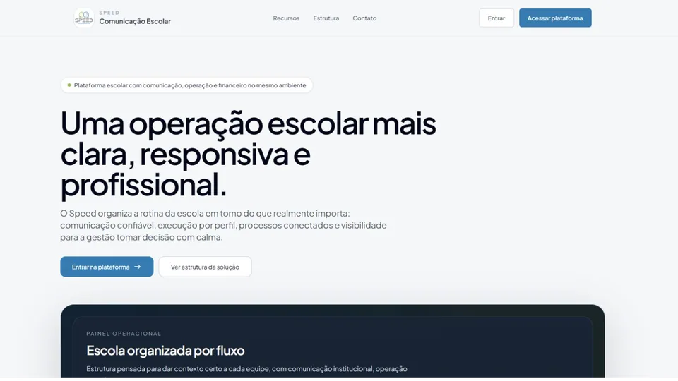 Tela do projeto Speed Escolar — Gestão e CRM
